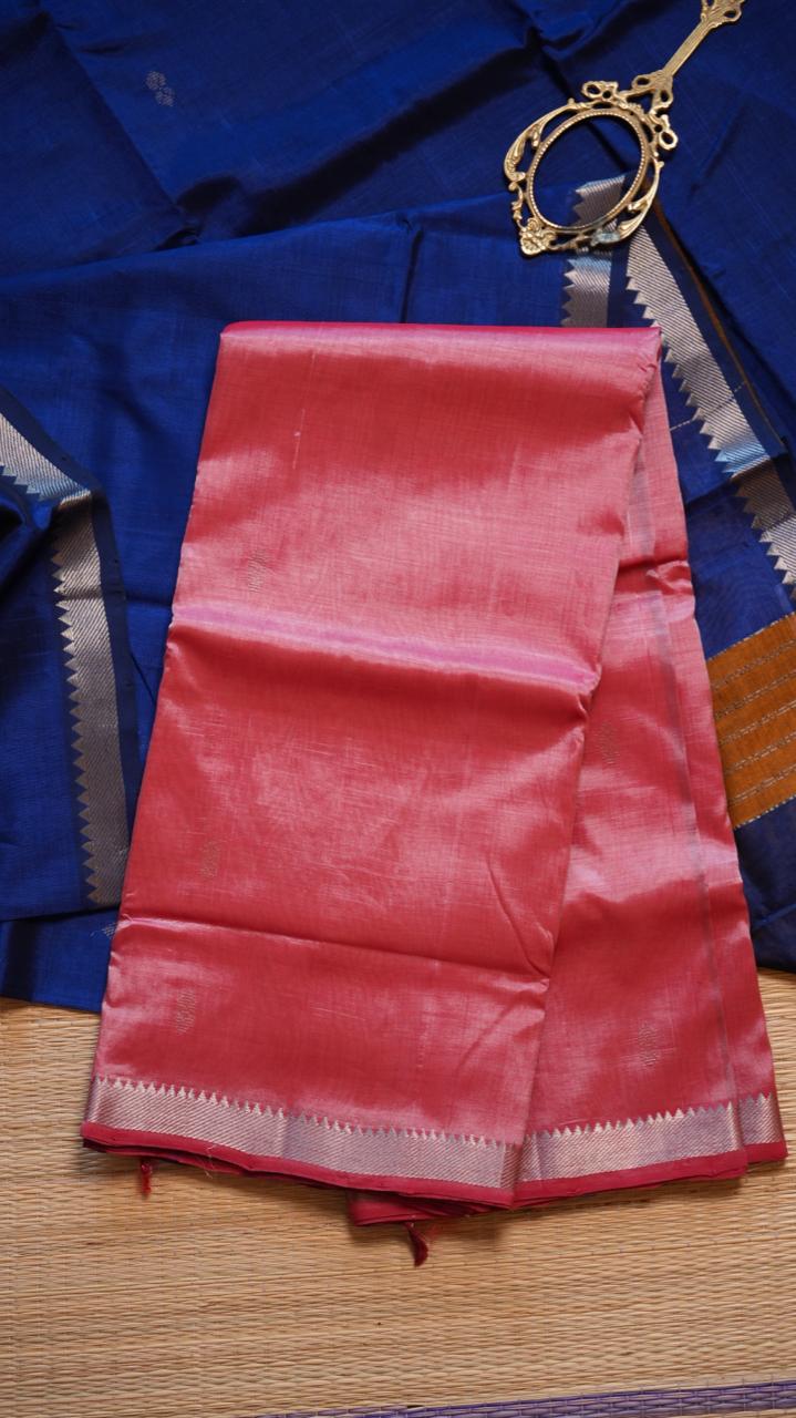 Mangalagiri Silk Cotton Saree - 15-04-03-16 (DRAGONFRUIT PUNCH)