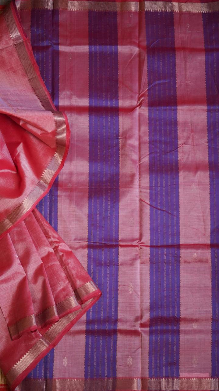 Mangalagiri Silk Cotton Saree - 15-04-03-16 (DRAGONFRUIT PUNCH)