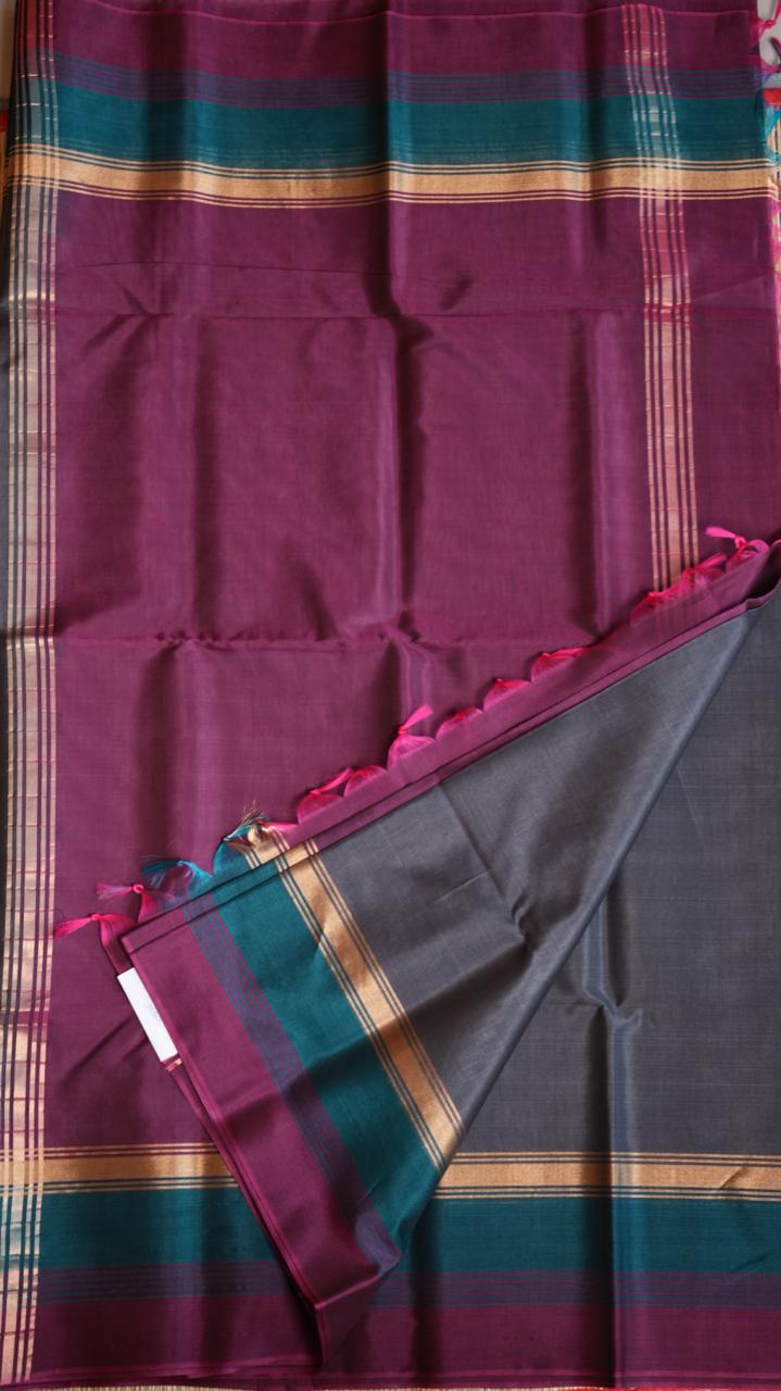 Kora Silk Cotton Saree - 04-04-04-05 (OYSTER MUSHROOM)