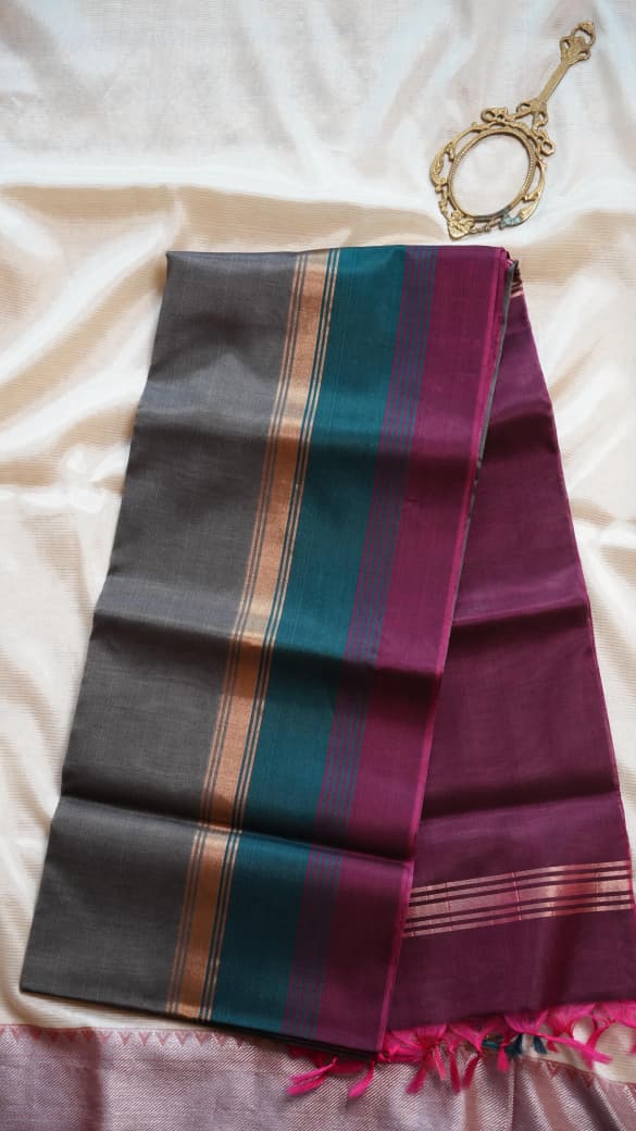 Kora Silk Cotton Saree - 04-04-04-05 (OYSTER MUSHROOM)