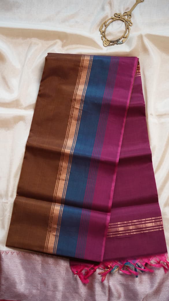 Kora Silk Cotton Saree - 04-04-04-06 (TAMRIND TOFFEE)
