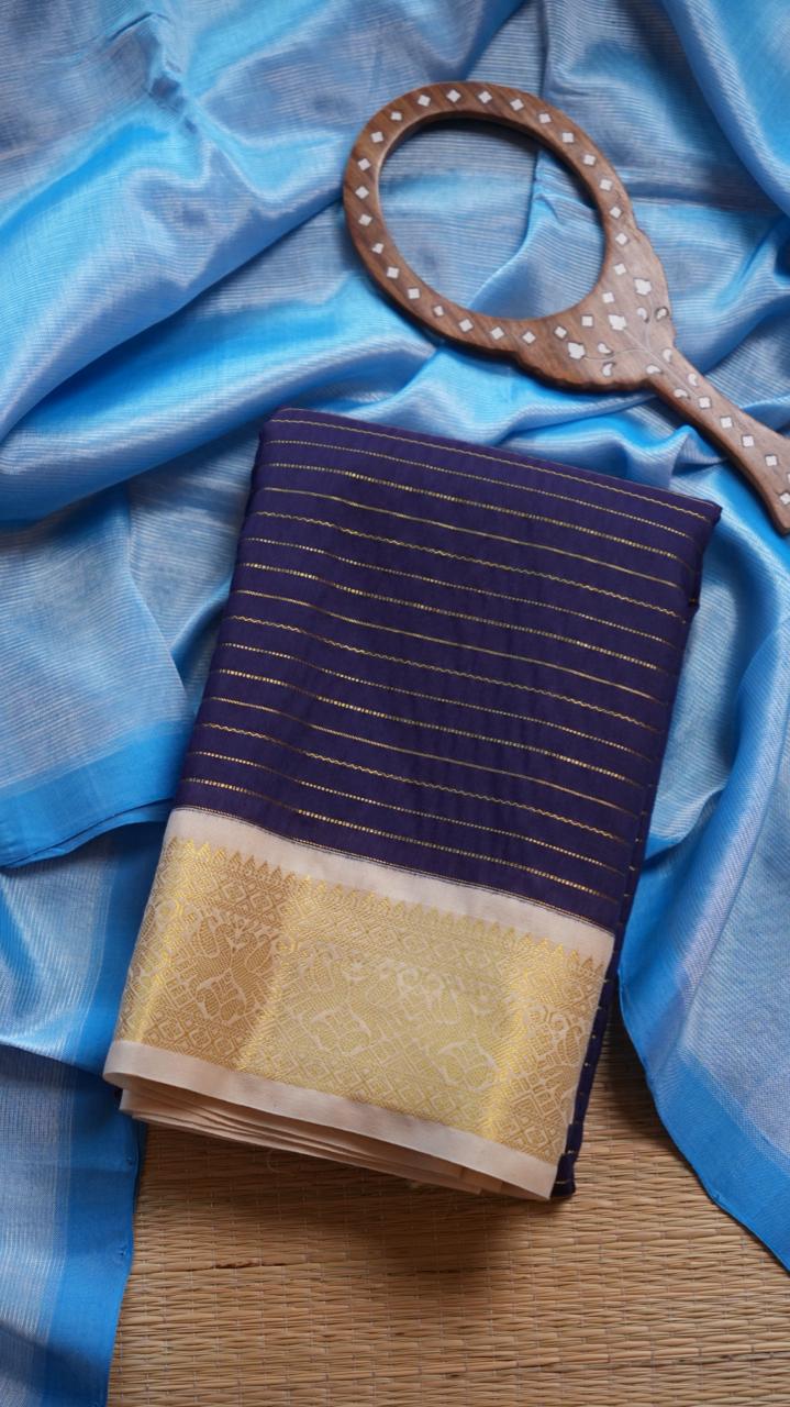Kanchi Semi Silk Saree - 01-03-16-29 (BLACKCURRANT)