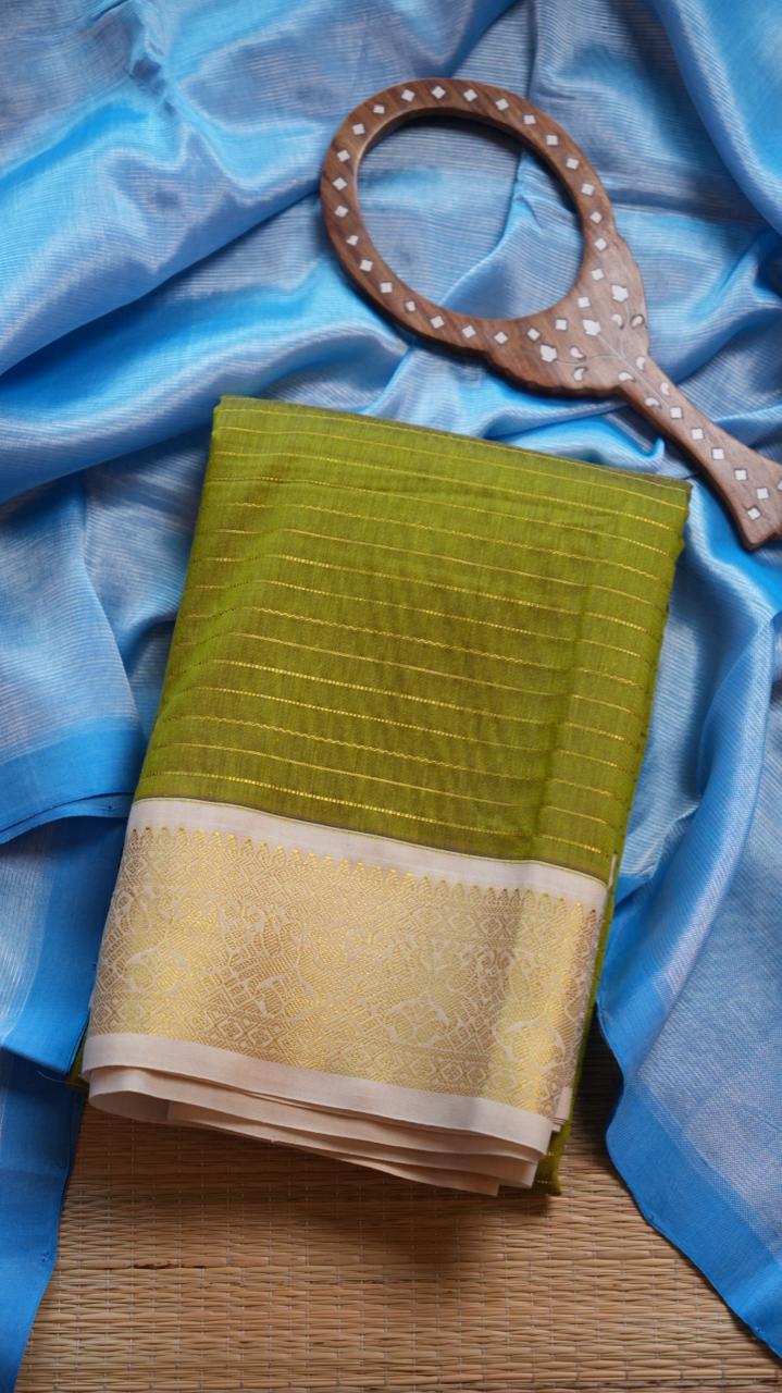 Kanchi Semi Silk Saree - 01-03-16-34 (WASABI)