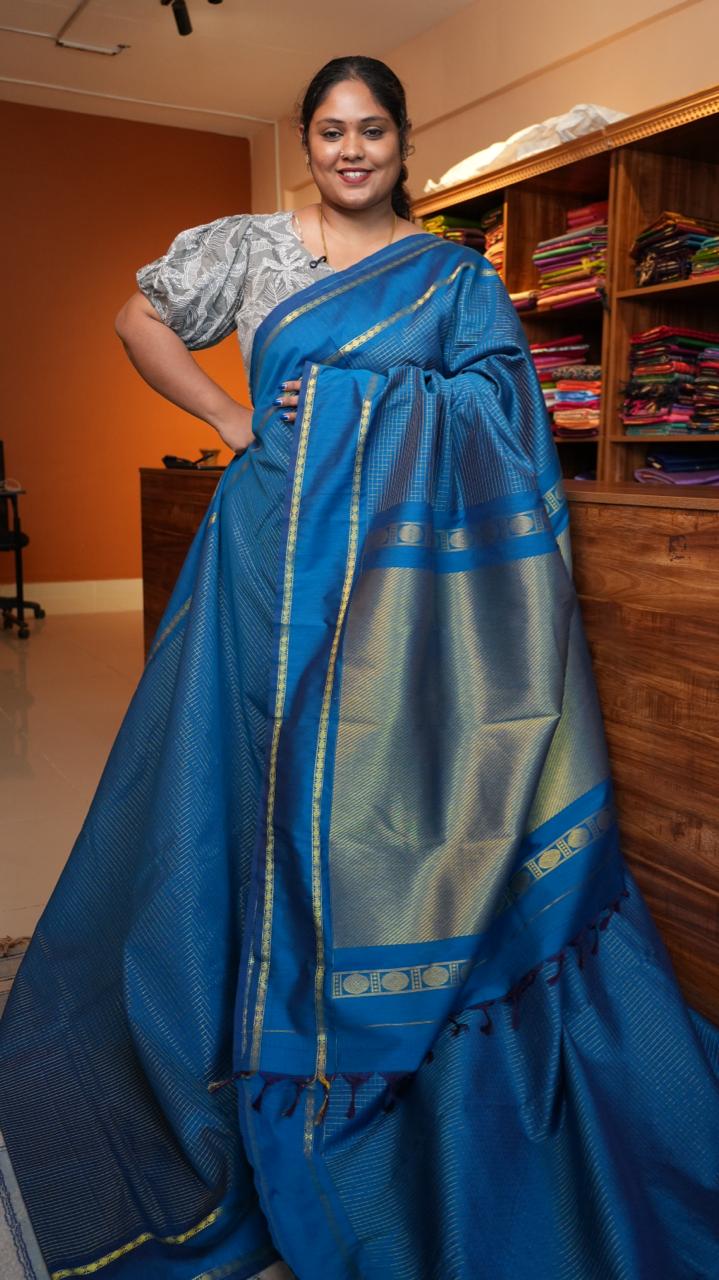 Kanchi Semi Silk Saree -01-03-14-11 (BLUE TOURMALINE)
