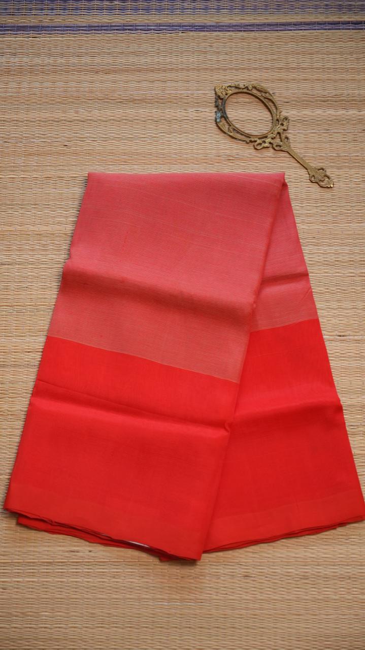 Mangalgiri Plain Silk Cotton Saree - 15-02-01-12 (CARDINAL VERMILION)
