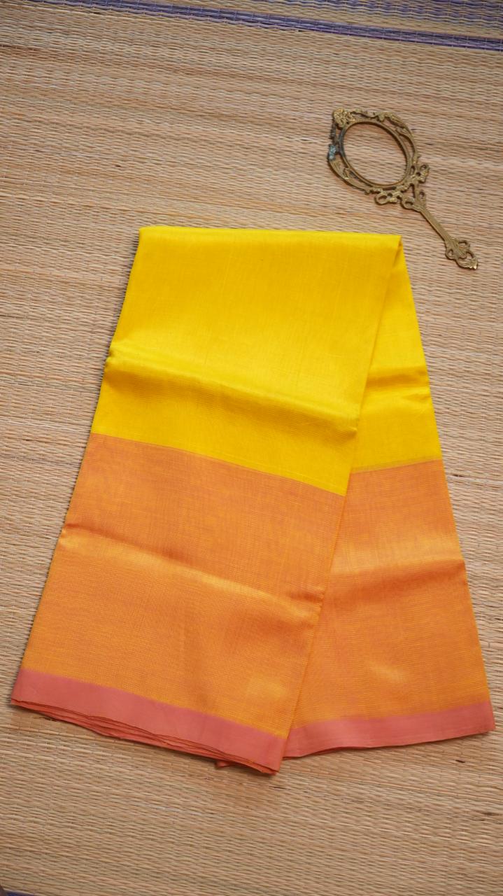 Mangalgiri Plain Silk Cotton Saree - 15-04-02-06 (GOLDEN OCHRE)