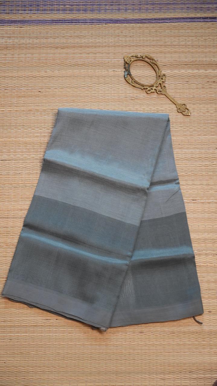 Mangalgiri Plain Silk Cotton Saree - 15-03-04-13 (SLATE GREY)