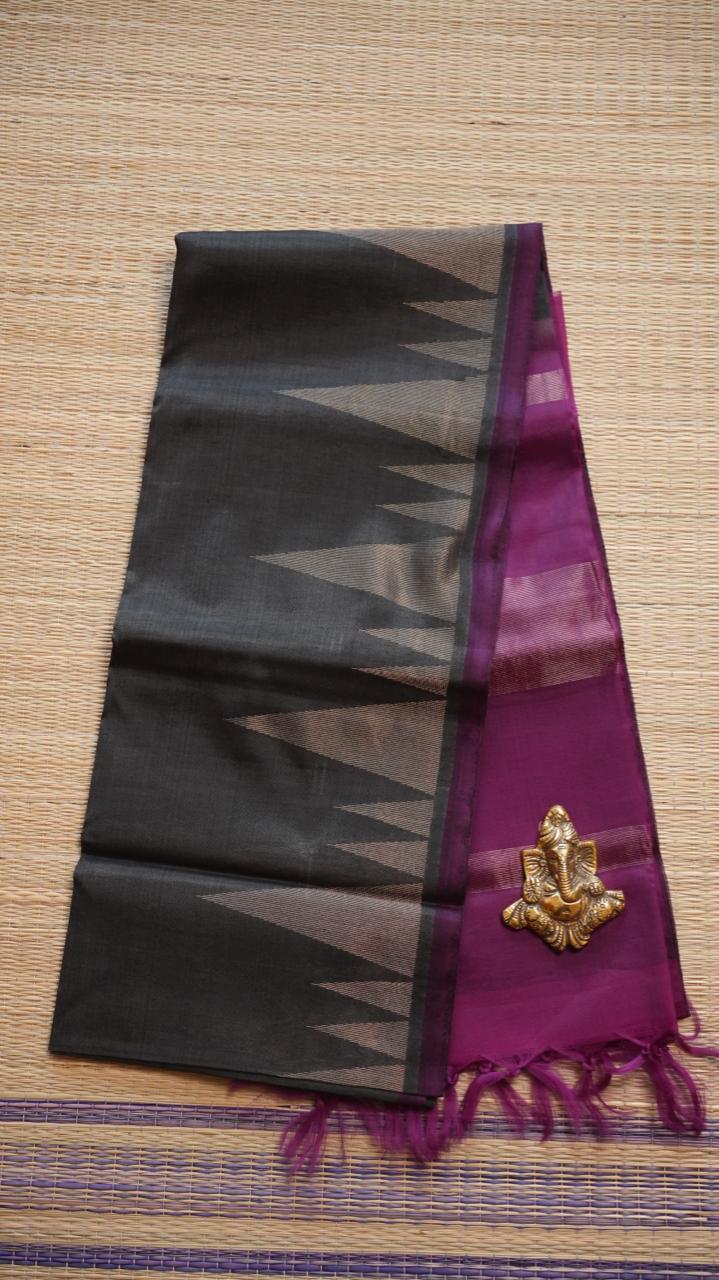 Kora Silk Cotton Saree - 04-04-01-04 (WHISPERING BLACK)