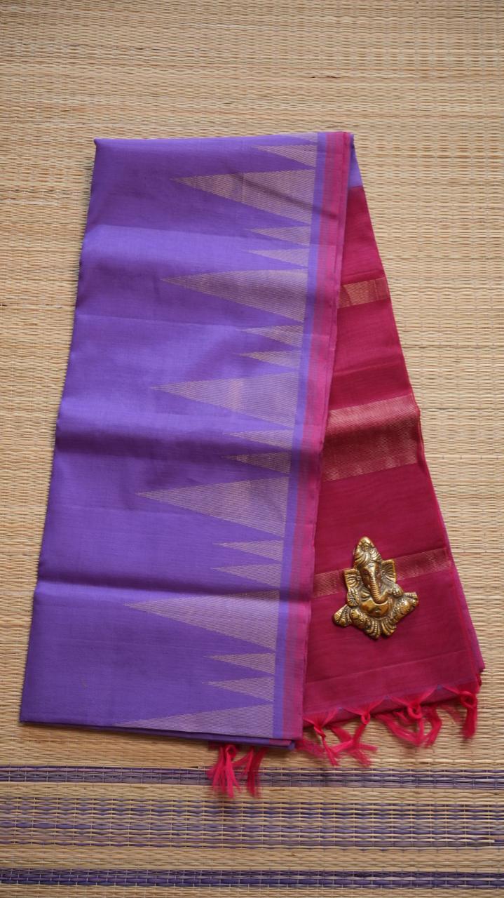 Kora Silk Cotton Saree - 04-04-01-03 (FLOATING LAVENDER)