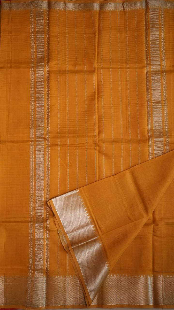 Mangalgiri Silk Cotton Saree - 15-04-01-04 (BURNT MUSTARD)