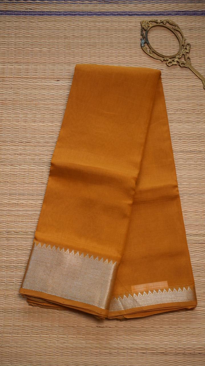 Mangalgiri Silk Cotton Saree - 15-04-01-04 (BURNT MUSTARD)