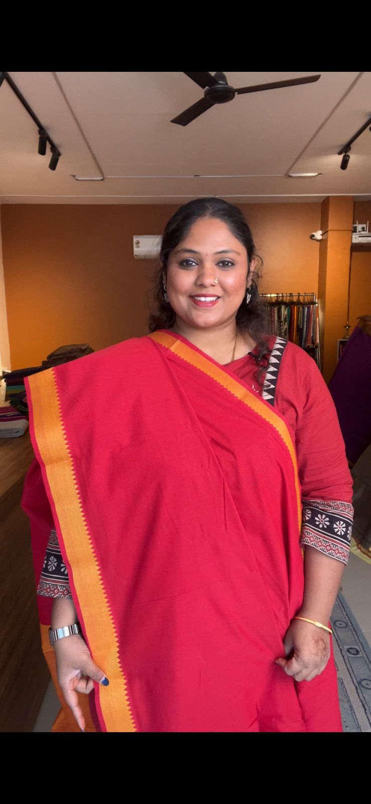 Mangalagiri Pure Cotton Handloom - 15-11-06-15 (HIBISCUS TEA)