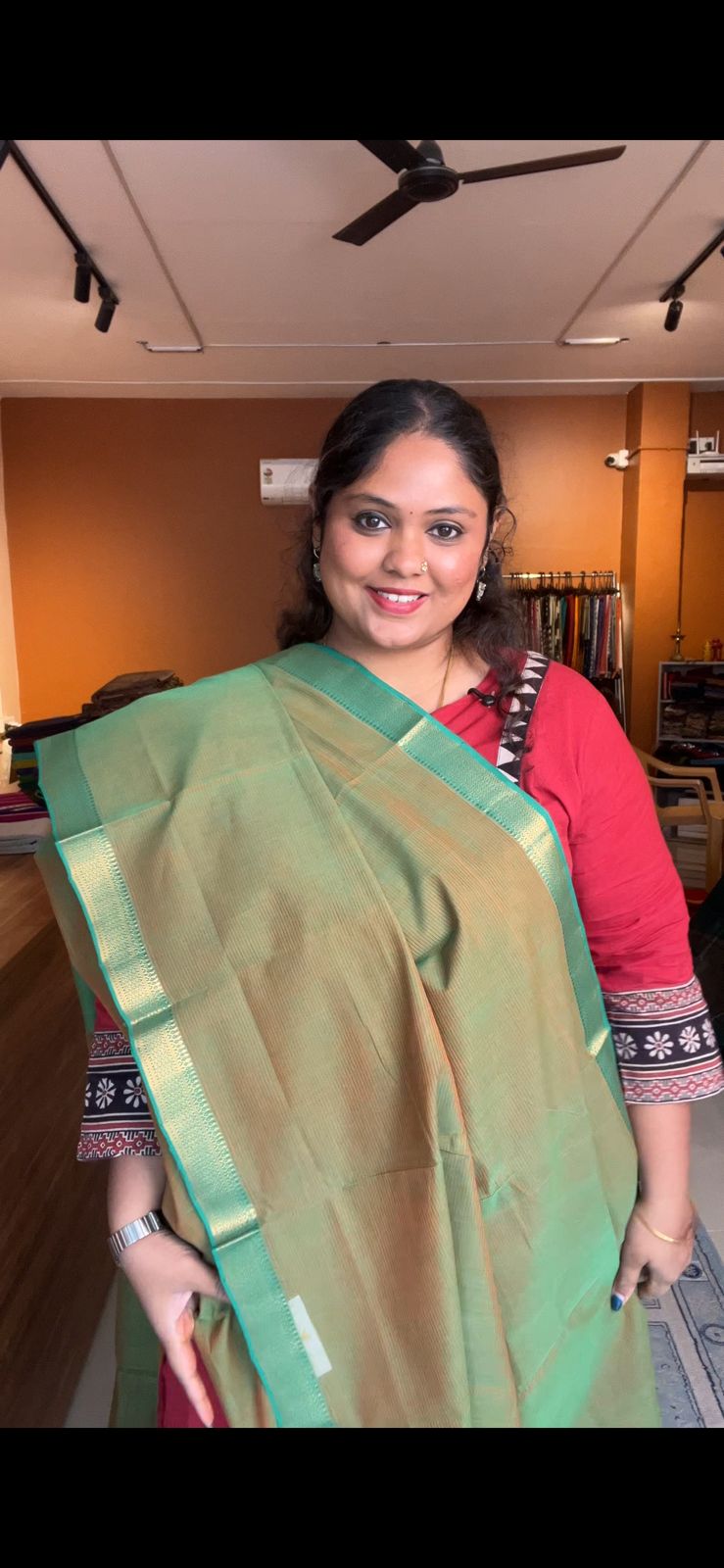 Mangalagiri Pure Cotton Saree  - 15-11-05-04 (1.5 Inch Border)