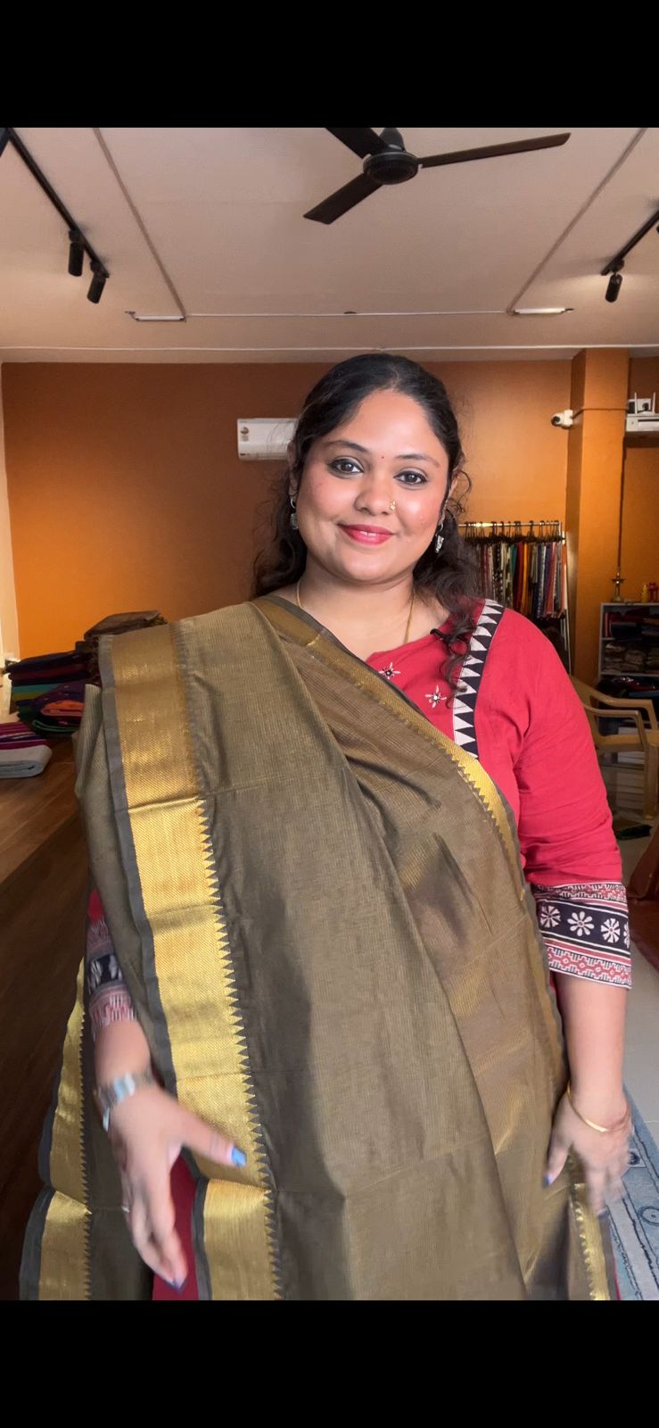 Mangalagiri Pure Cotton Saree- 15-06-05-10 (3 Inch Border)