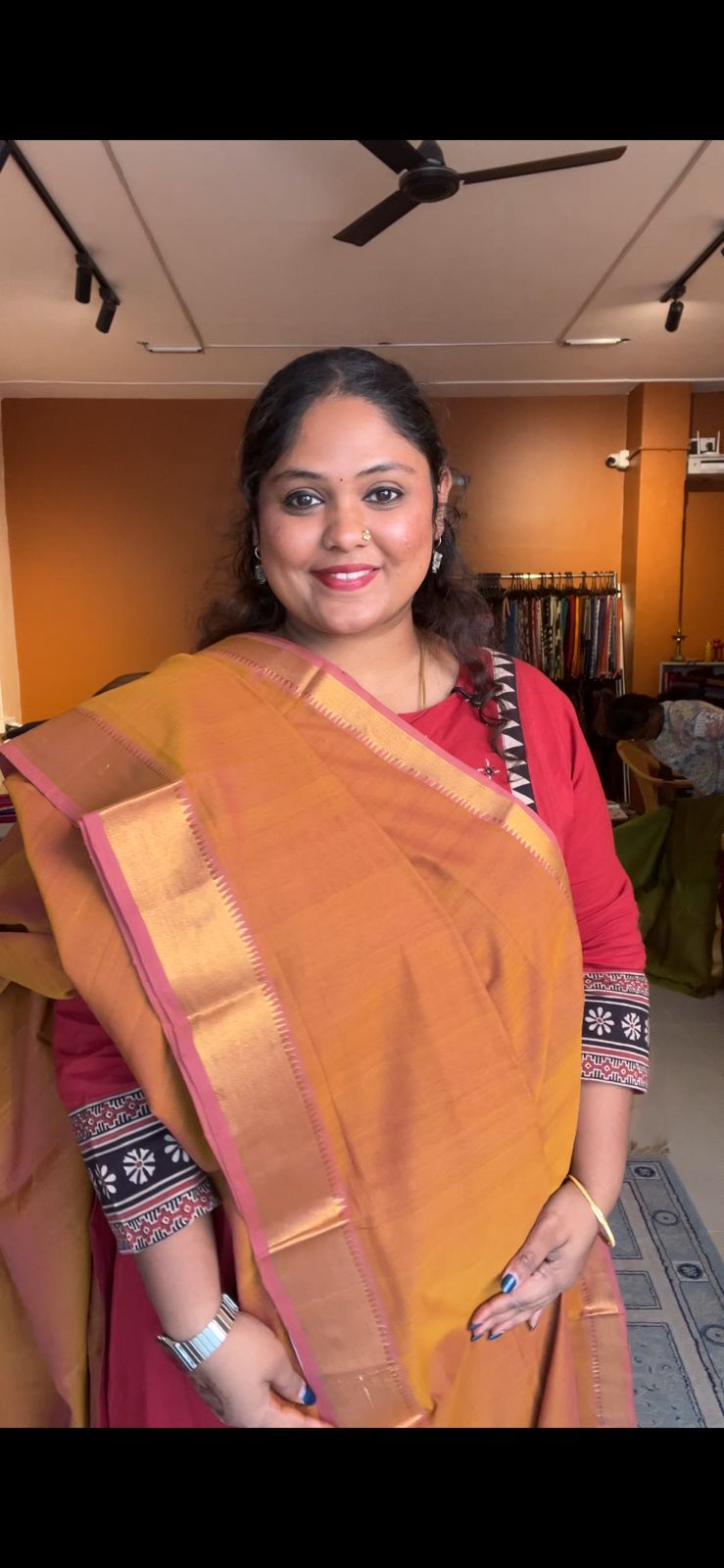 Mangalagiri Pure Cotton Handloom - 15-11-04-01 (CARAMEL LATTE)