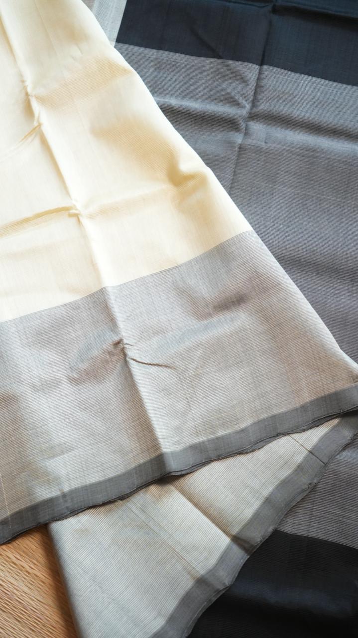 *PREORDER ONLY* Mangalgiri Silk Cotton Saree - 15-05-01-03 (ASH CREAM) - WAIT TIME 5-6 WEEKS