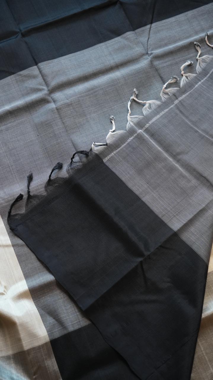 *PREORDER ONLY* Mangalgiri Silk Cotton Saree - 15-05-01-03 (ASH CREAM) - WAIT TIME 5-6 WEEKS