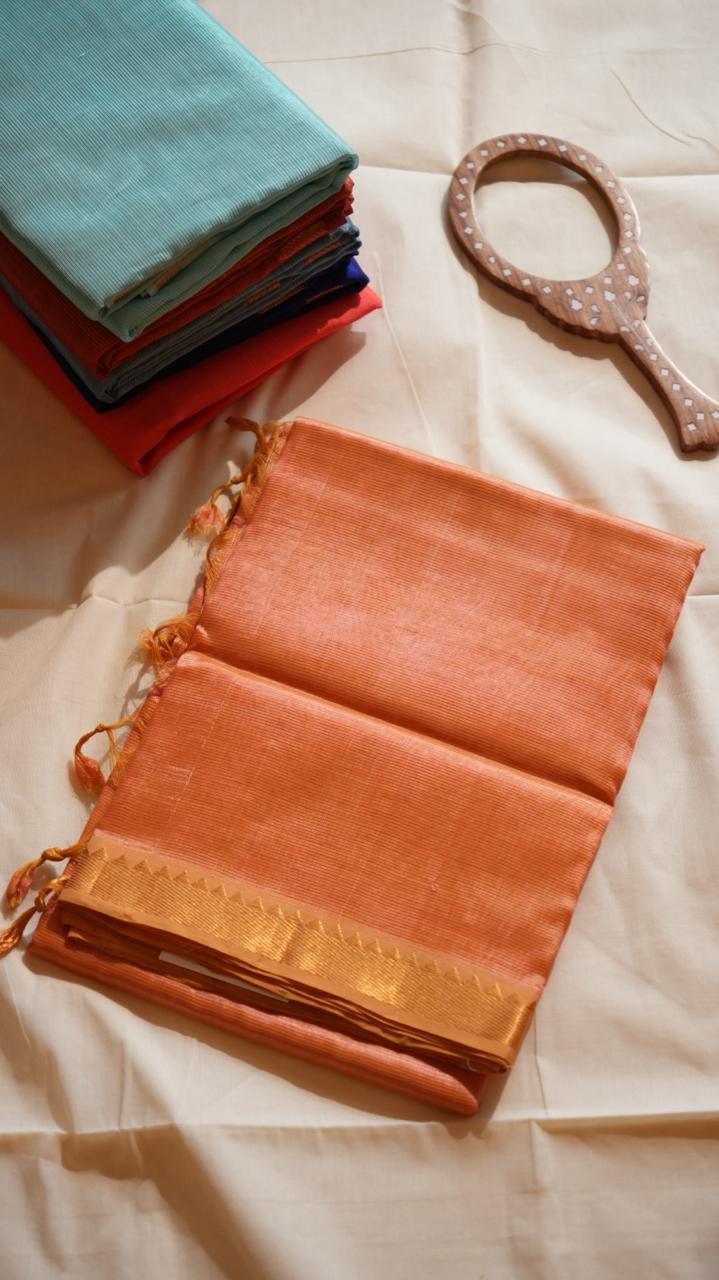 Mangalgiri Silk Cotton Saree - 15-05-02-08 (PEACH ATTAR)