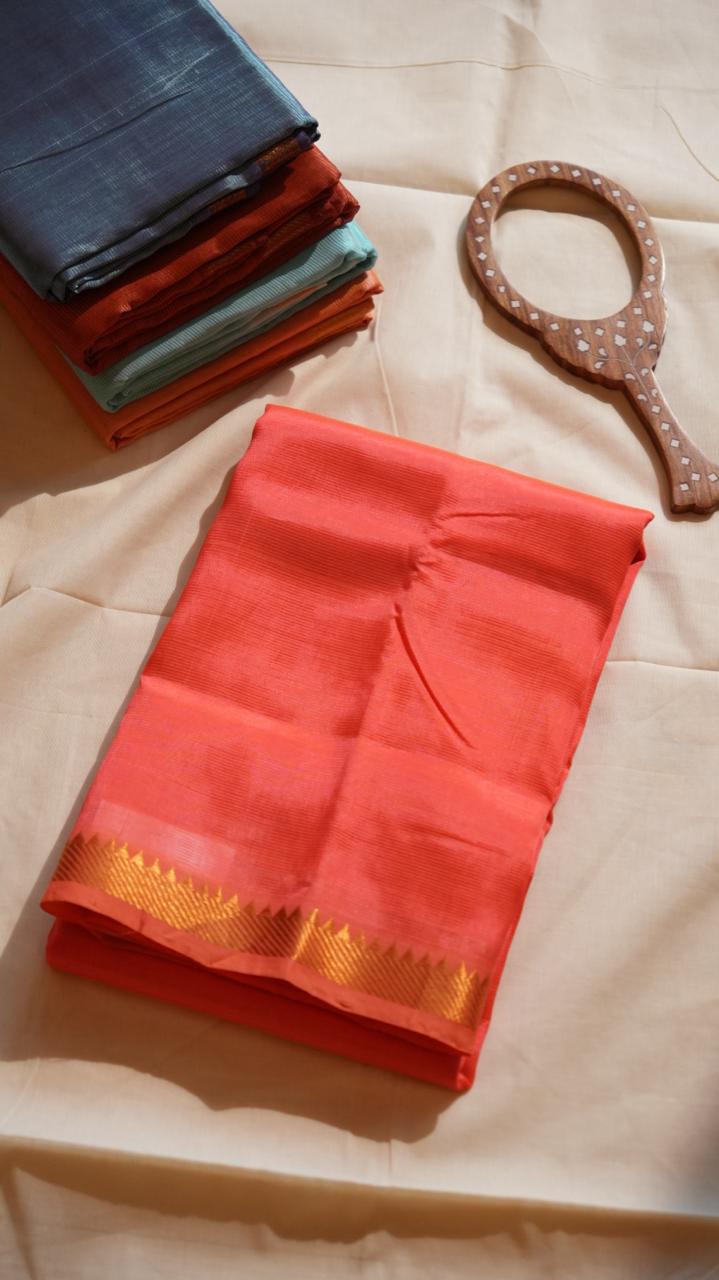 Mangalgiri Silk Cotton Saree - 15-05-02-11 (ROSE SAFFRON)