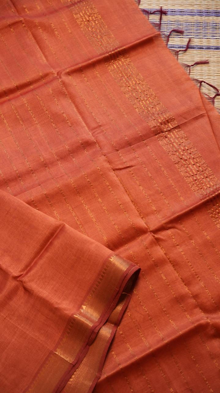 Mangalgiri Silk Cotton Saree - 15-05-02-06 (AMBER COPPER)