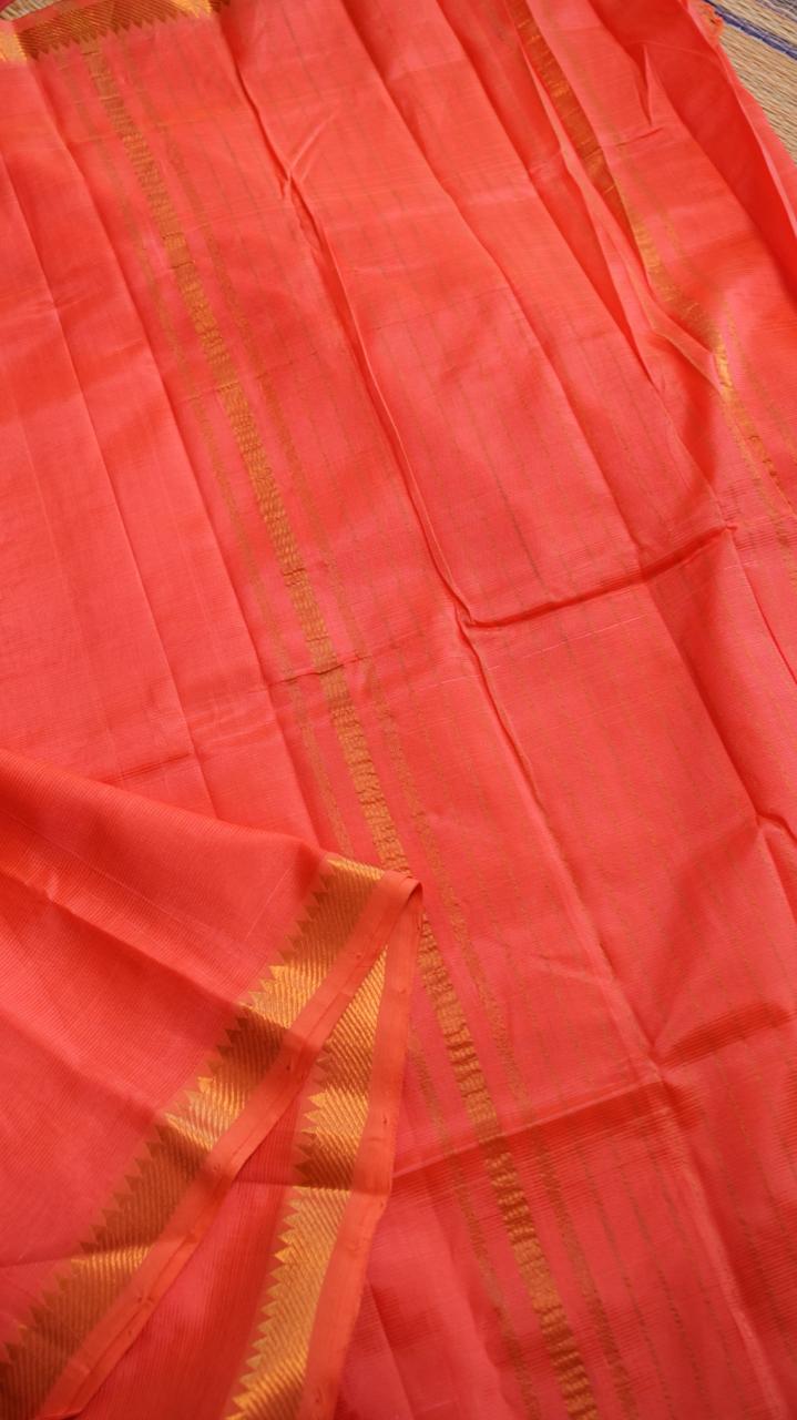 Mangalgiri Silk Cotton Saree - 15-05-02-11 (ROSE SAFFRON)
