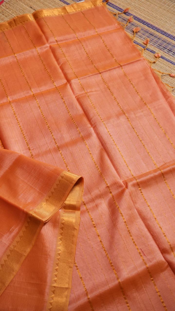 Mangalgiri Silk Cotton Saree - 15-05-02-08 (PEACH ATTAR)