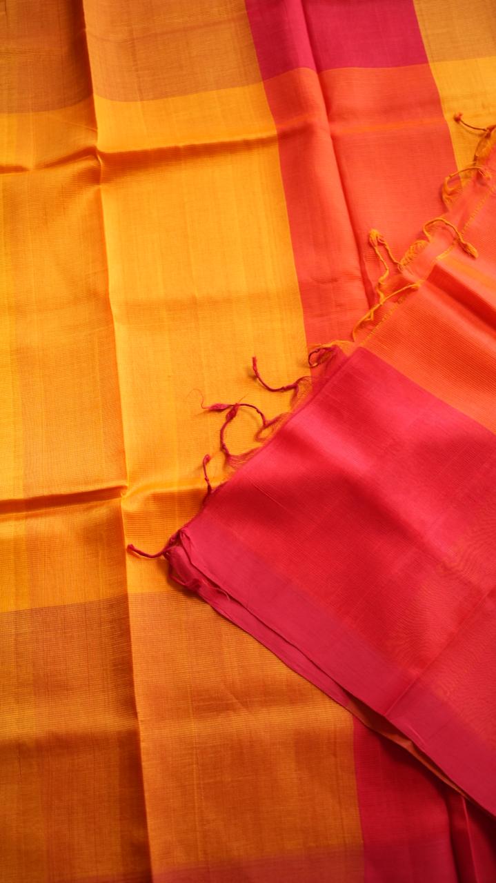 Mangalgiri Silk Cotton Saree - 15-05-01-12 (MARIGOLD MANGO)