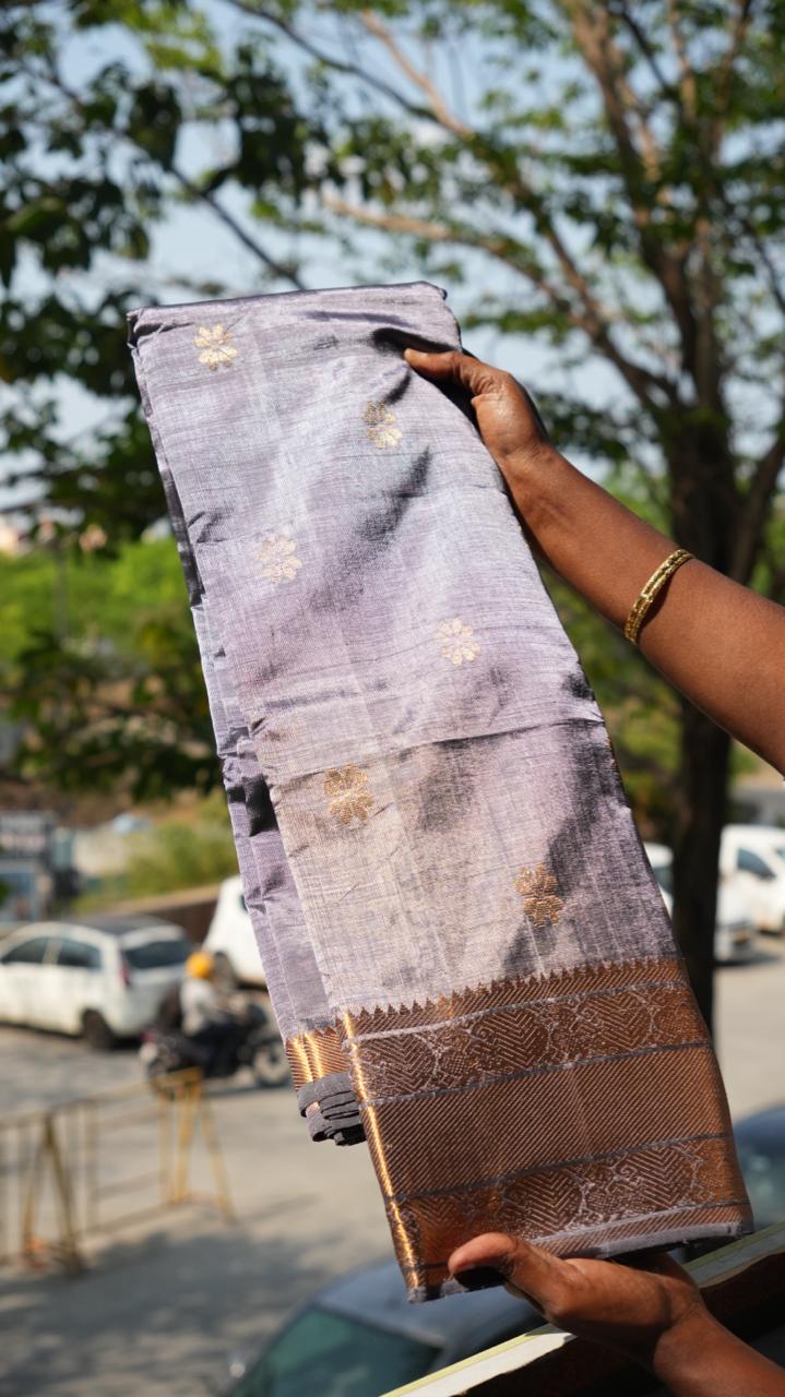 Mangalgiri Silk Cotton Kanchi Border with Bhutta Saree - 15-04-03-05 (SHADOW NEBULA)