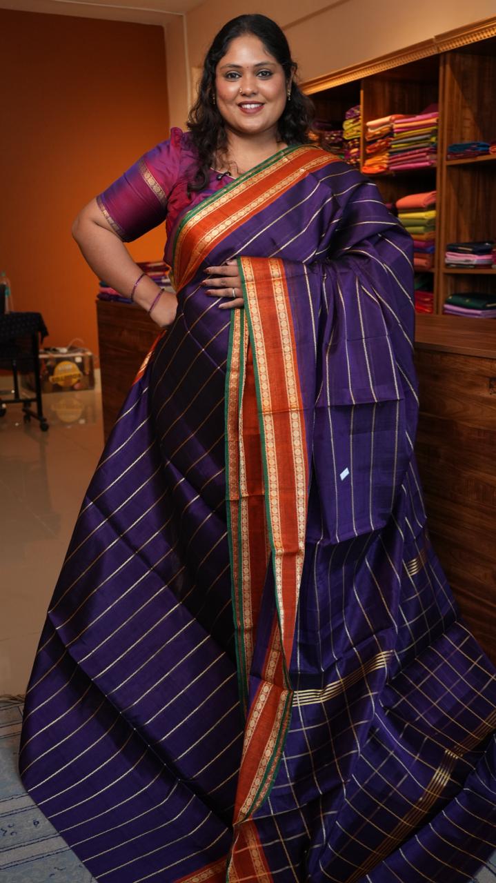 Devendra 7 Yards Saree  - 11-05D-03-7Y-04 (MIDNIGHT IRIS)