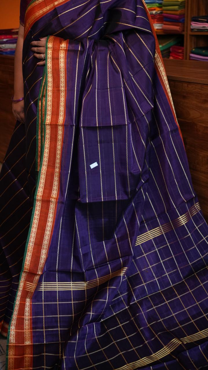 Devendra 7 Yards Saree  - 11-05D-03-7Y-04 (MIDNIGHT IRIS)