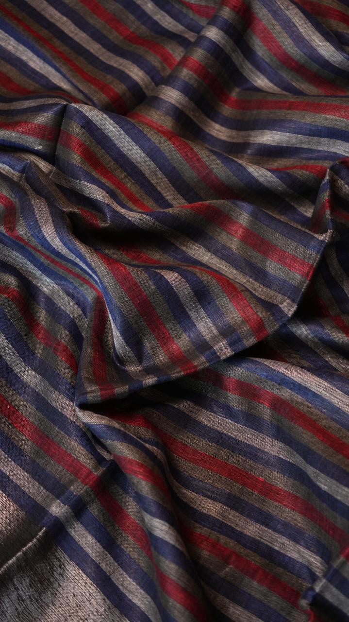 Baghalpuri Pure Linen Sarees -06-06-01-03 (DORIAN INDIGO WINE)