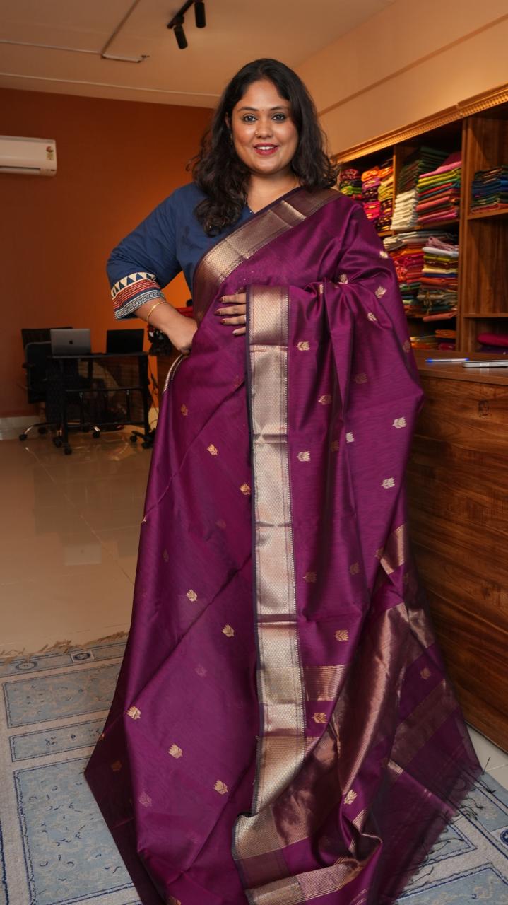 Maheshwari Lotus Bhutta Saree -05-06B-01-01 (VEILED VIOLET)