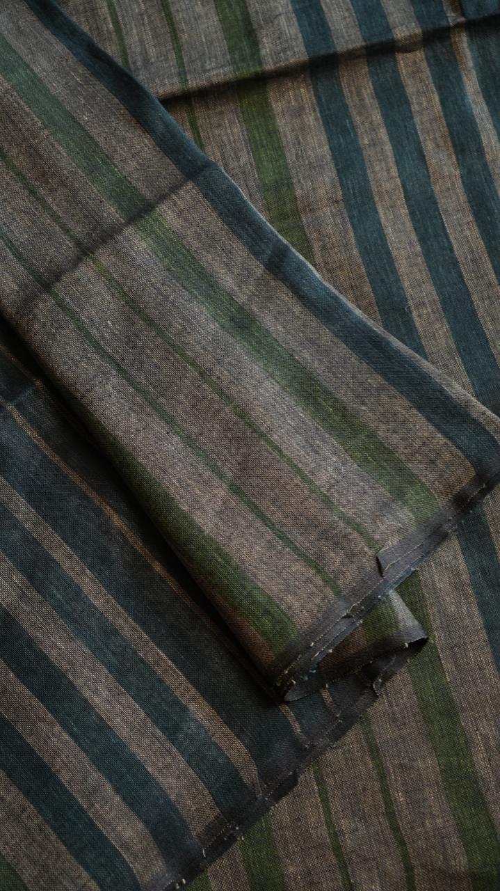 Bhagalpuri Pure Linen Saree - 06-06-01-12 (WOODLAND GREEN)
