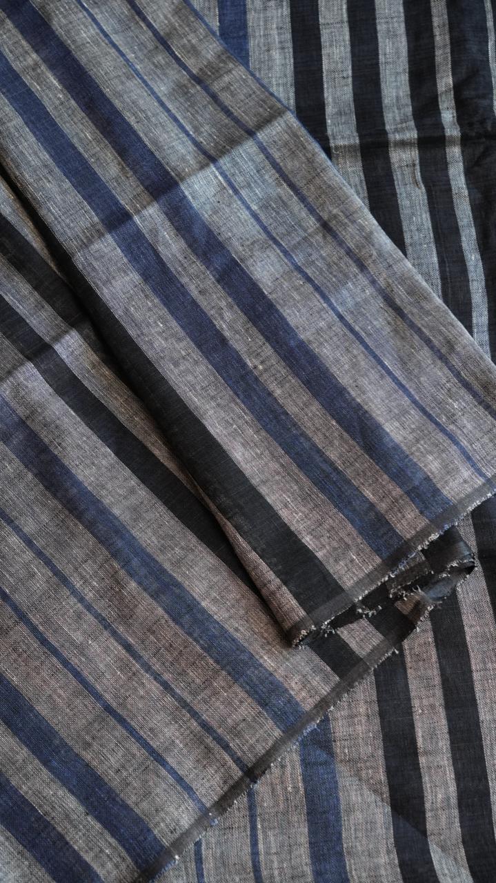 Bhagalpuri Pure Linen Saree - 06-06-01-13 (STORM GREY)