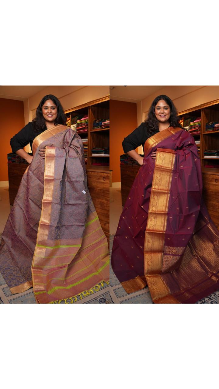 Kanchi Cotton Saree - 01-03-06-PCS-22 & 01-09B-05-33 (COMBO 4 - NICHAYATHARTHAM)