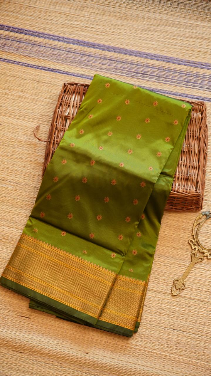 Paithani Semi Silk Sarees - 44-06-01-07 (HARA KABOOTAR)