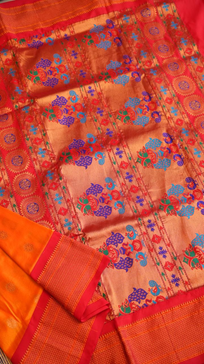 Paithani Semi Silk Sarees - 44-01-01-06 (SUNEHRI MACHLI)