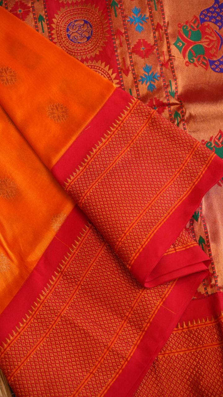 Paithani Semi Silk Sarees - 44-01-01-06 (SUNEHRI MACHLI)