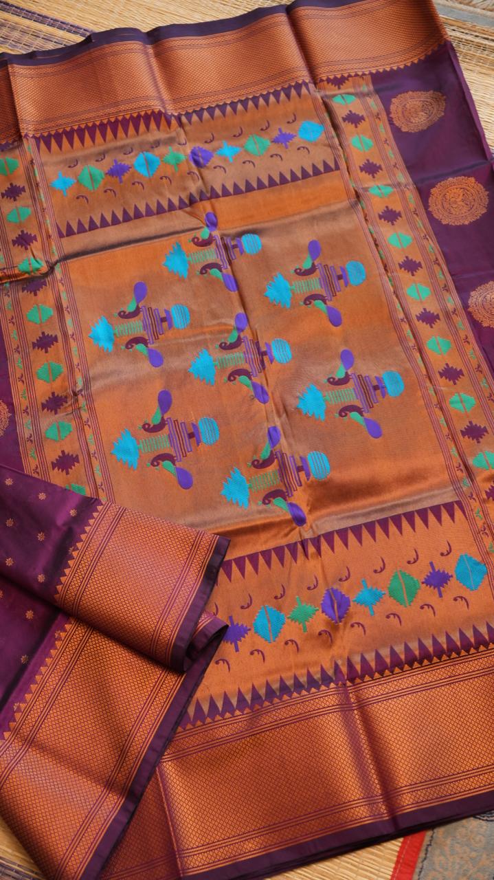 Paithani Semi Silk Sarees - 44-06-01-02 (JAMUNI PATANGA)