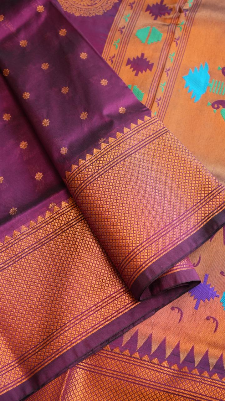 Paithani Semi Silk Sarees - 44-06-01-02 (JAMUNI PATANGA)