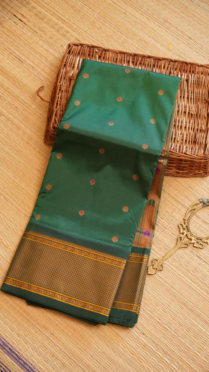 Paithani Semi Silk Sarees - 44-06-01-01 (JADE LEAF)