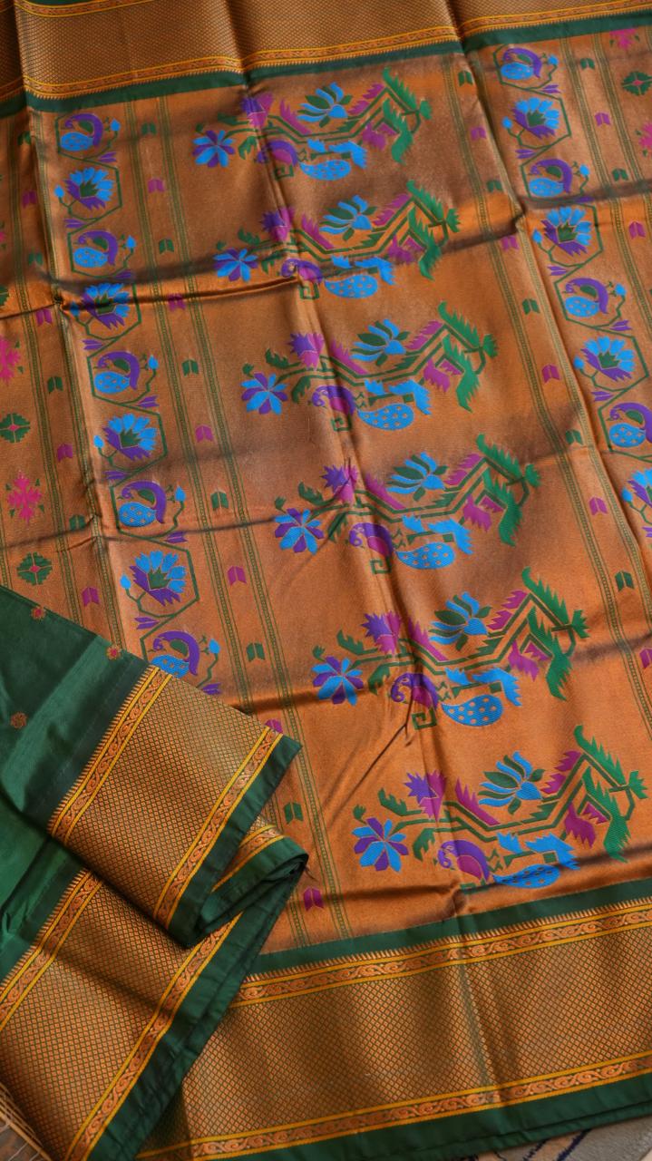 Paithani Semi Silk Sarees - 44-06-01-01 (JADE LEAF)