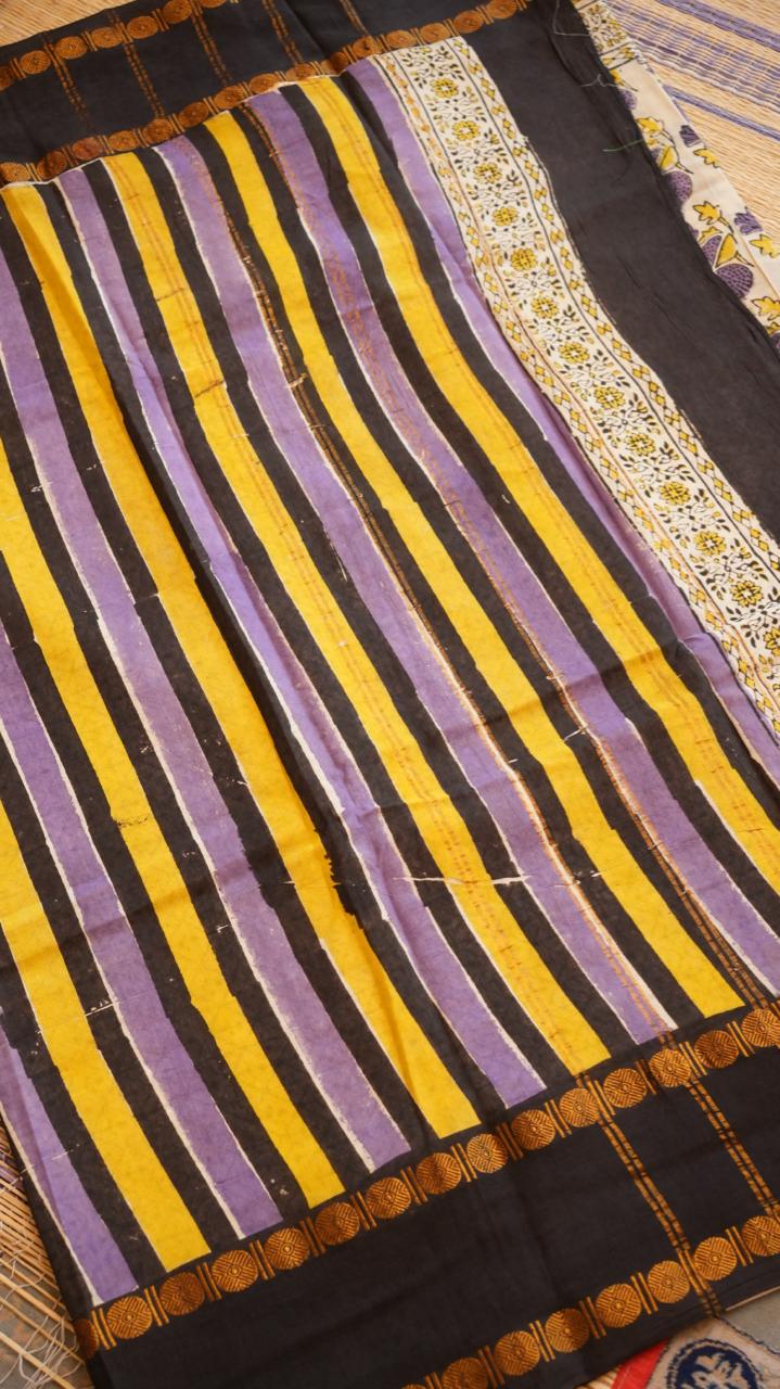 Madurai Cotton X Bagru Saree -11-06F-01-08 (LAVENDER CHEESECAKE)
