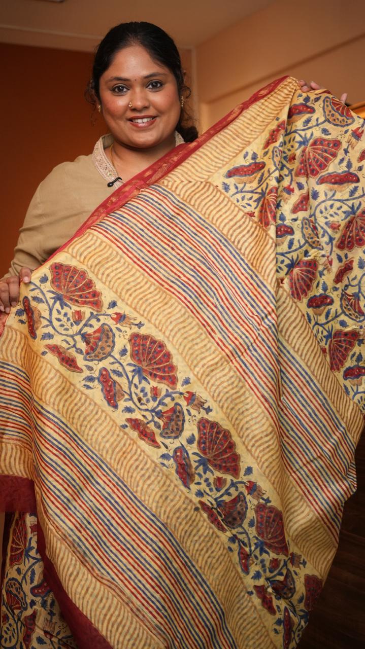 Chanderi Sanganeri Prints Saree - 05-08-01-07 (BURNT ROSE)
