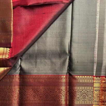 Pure Silk Grey Saree 01-10-15-PSC-02