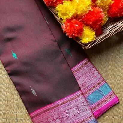 Pure Silk Kancheevaram Sarees 01-10-18-PSC-01- Brown