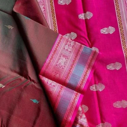 Pure Silk Kancheevaram Sarees 01-10-18-PSC-01- Brown