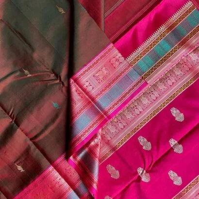 Pure Silk Kancheevaram Sarees 01-10-18-PSC-01- Brown