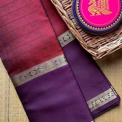 Pure Silk Kancheevaram Sarees 01-10-21-PSC-01 – Deep maroon and violet