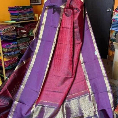 Pure Silk Kancheevaram Sarees 01-10-21-PSC-01 – Deep maroon and violet